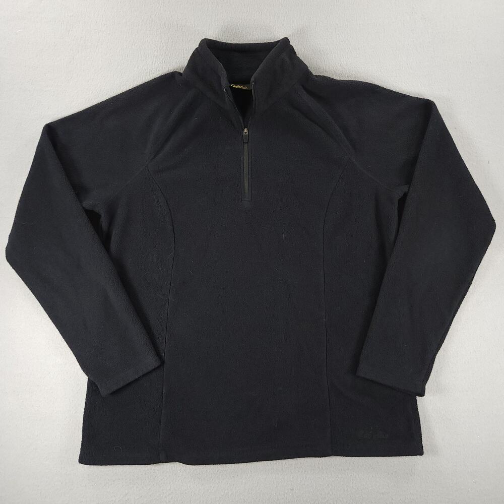 Cabela's Fleece 1/4 Zip Pullover Women's Size L Black Soft Active Wear